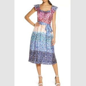 Julia Jordan Women's 6 Dress Multicolor Short‎ Flutter Sleeve Ruffle Polka Dot